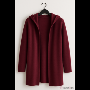 Prive 100% Cashmere Hooded Open-Front Long Cardigan In Deep Berry